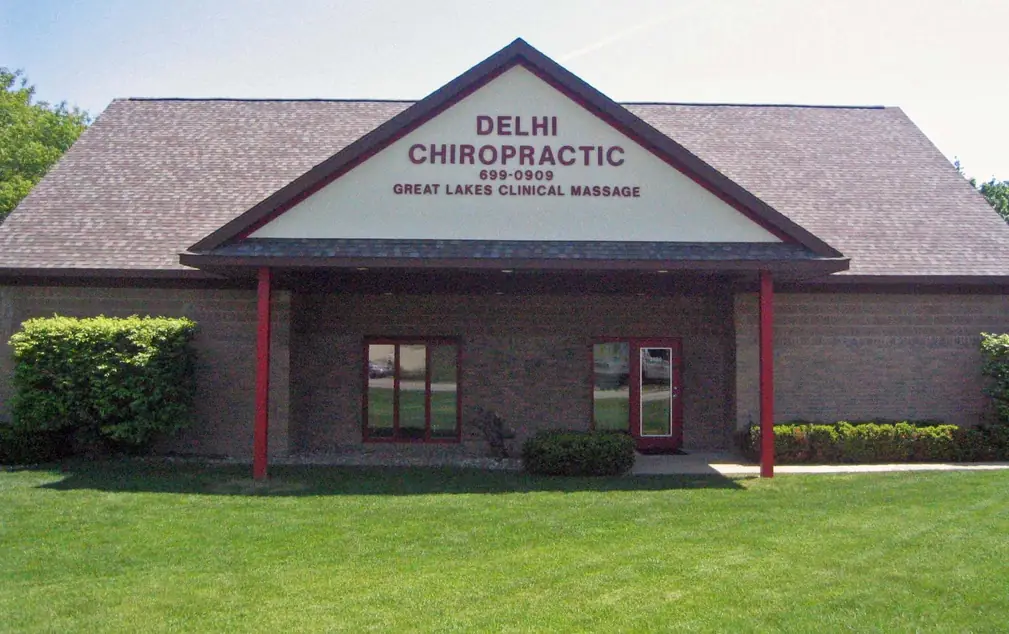 The entrance and planting at the front of the Delhi Chiropractic office